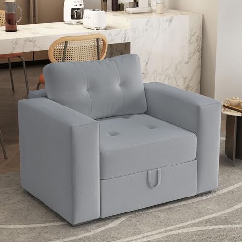 Image of QHITTY Modular Sectional Arm Chair Accent Chair with Storage Seat Single Club Chair for Living Room, Grey
