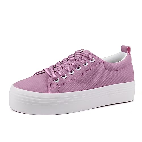 Image of JABASIC Women Lace Up Platform Sneakers Comfortable Casual Fashion Sneaker Walking Shoes