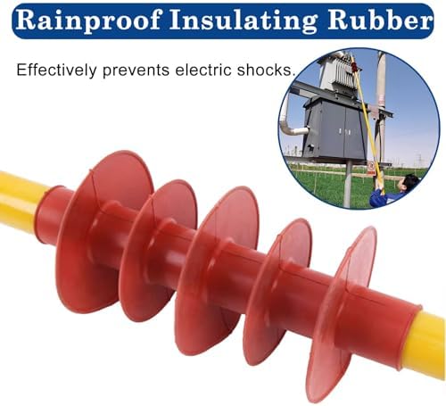 High Voltage Insulation Extension Pole with Rainproof Rubber Cap, 10kV 3.0m (10') Power Switch Operating Rod for Electrical Maintenance & Failure Recovery - 3 Sections