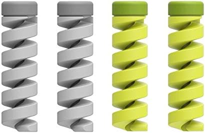 Leadtrend Charger Cable Saver Protector - Snug Fit for All Cell Phones, Computers, and Chargers. Compatible with All Apple & Android Wires - Easy Use Protect Your Investment. ((Grey/Green)