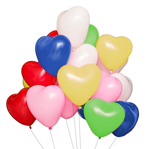 Image of ITAF Set of 50 Pcs Heart Shaped Latex Balloons For Birthday /Anniversary /Valentine's /Wedding /Engagement Party Decoration - Multicolor