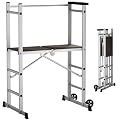 APARECIUM Foldable Aluminum Scaffolding, Portable Scaffolding Ladder, Rolling Scaffolding Work Platform, Scaffold Tower, Ladder Stool Work Bench, Adjustable Work Platform, 330 Lbs Duty Rate