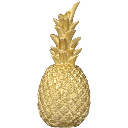 Estatua decorativa piña dorada de resina 15 cm