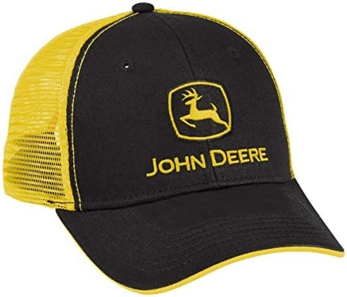 John Deere Auténtica gorra de malla negra y amarilla con licencia - LP69091, Negro -