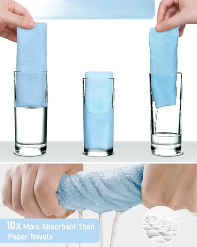 Image of 20-Count Microfiber Cleaning Cloth Multipurpose Cleaning Cloth Roll Pre-Cut Tear Away Microfiber Cleaning Cloth Roll Kitchen Cloth for Cleaning Highly Absorbent Reusable(Pack of-1) (Blue)