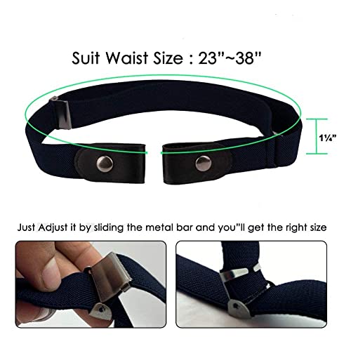 Image of Toxen Invisible Buckle-less Jeans Belt with Ring Adjustable Buckle Free Waist Belt Elastic Belt for Jeans Pants Skirts Women or Men