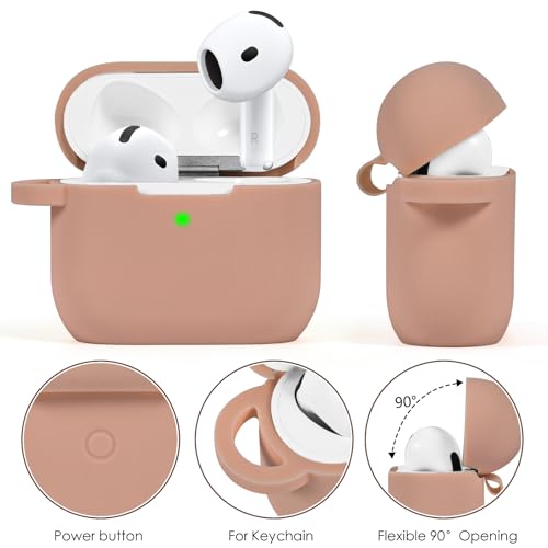 Image of Case for Apple Airpods 4 - VISOOM Airpods 4 Cases 2024 Cover Women Anti-Drop Silicone iPods 4 Earbuds Wireless Accessorie Charging Cases Girl Bling Keychain for Airpod iPods 4th Generation