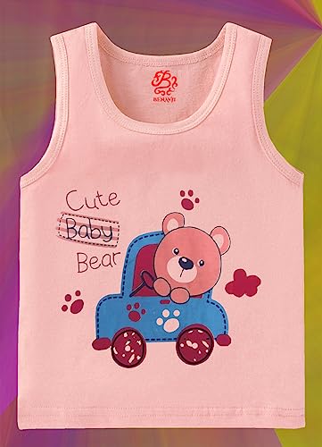 Image of BENAVJI Light Color Printed Soft Cotton Regular Fit Sleevless Baniyan Unisex Boys' & Girls Kids Vest Pack of 6