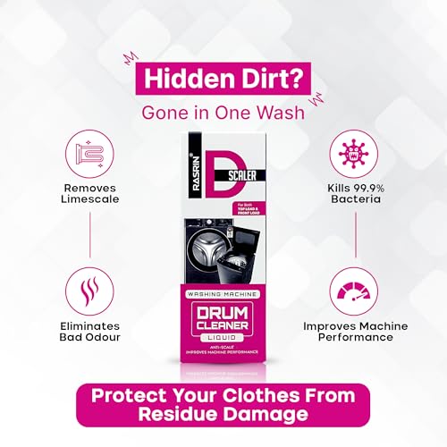 Image of D-Scaler Washing Machine Drum Cleaner Liquid 120ml (Pack of 2) | Drum & Tub Descaling Solution | Removes Limescale, Dirt & Odor | Improves Machine Performance | Top & Front Load Compatible