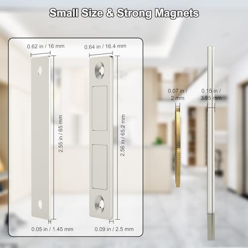 Magnetic Door Catch, Jiayi 30 LB Cabinet Door Magnetic Catch Heavy Duty, 2 Pack Magnets Door Closer, Screw on Magnet Closet Door Catch, Double Drawer Magnets Latch for Wardrobe Cabinets Closing