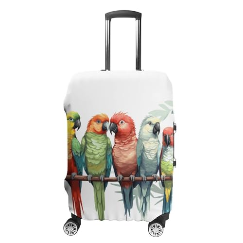 Colorful Parrots On Tree Luggage Cover, Elastic Luggage Protector Fits 19-32in Suitcases, Washable & Anti-Scratch Suitcase Cover for Men Women M
