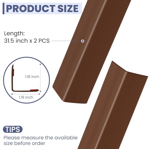 Image of 2PCS Wall Corner Protectors Guards - Self Adhesive Corner Protector & Corner Guards for Walls Edge Protection, Easy to Apply - No Tools Needed(Brown, 31.5 inchx1.18 inch)