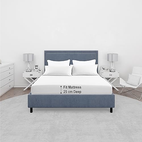 Comfy Nights King Fitted Sheet MicroFibre Plain Dyed Easy Care Soft Brushed Micorfiber Fitted Sheet (White, King) - Image 2