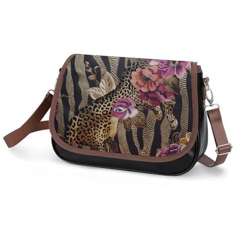 Sac à main en cuir imprimé léopard finitions luxe