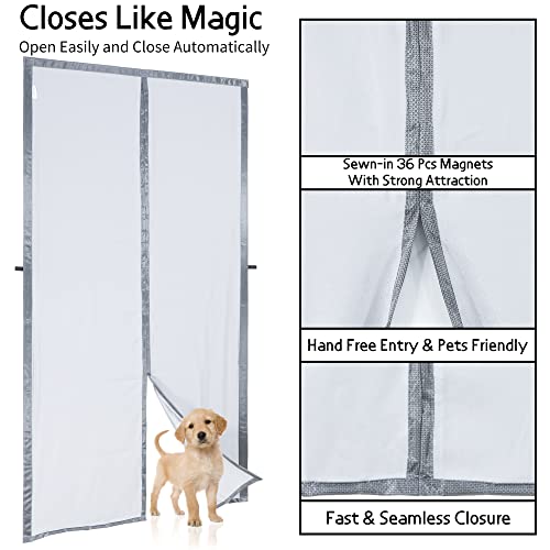 Magnetic Thermal Insulated Door Curtain,Upgraded-Fabric Durable Door Curtains,Self-Closing Privacy Temporary Door Insulation Curtains,Keep Draft Out &Keep Cool Summer, Insulated Door Screen Curtains #TOP4