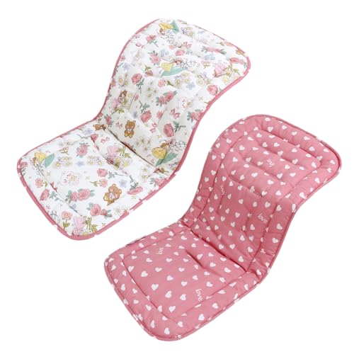 Baby Pushchair Seat Liners Pram Liner Universal Fit for Most Pushchairs 100% Cotton Double-Sided Baby Stroller Cushion Pad Stroller Seat Cover for Toddler Infant 1 Pack 78x34cm(Pink Garden+Hearts)