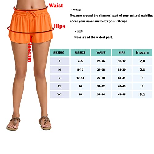 Yilisha Womens Drawstring Swim Shorts High Waisted Board Shorts Orange Bathing Suit Bottoms Workout Shorts #TOP6