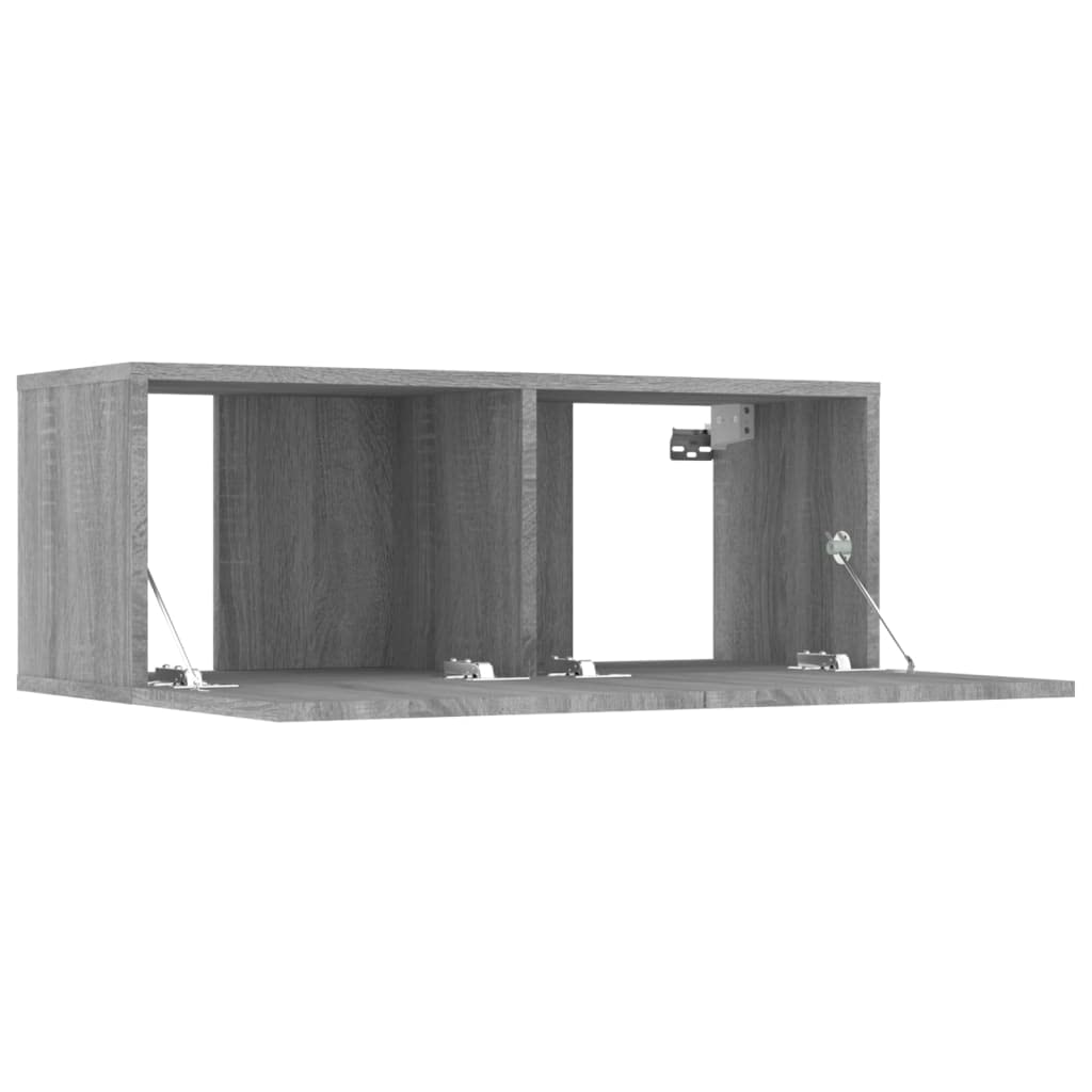 8-TLG. TV-Schrank-Set Grau Sonoma Holzwerkstoff, Wandmontage, Modernes Media-Center für Wohnzimmer, Robust & Feuchtigkeitsbeständig, Vielseitige Aufbewahrung