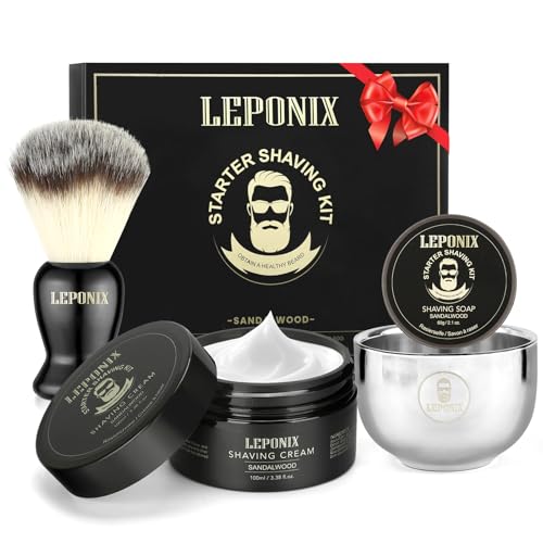 Shaving Kit for Men - Include Shaving Soap, Cream, Brush and Bowl - Gift Set for Dad, Husband, Boyfriend - Ideal for Birthday, Christmas, Fathers Day, Valentines & Secret Santa Stocking Fillers