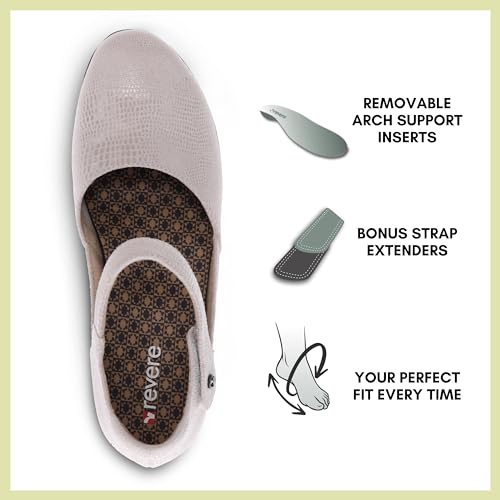 Image of Revere Osaka Mary Jane - Premium Leather - Orthotic-Friendly Removable Insoles - Adjustable Strap - Arch Support - Stylish Wedges for All-Day Comfort