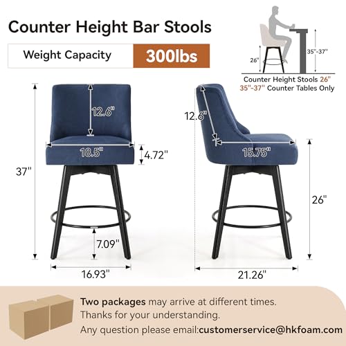 Image of 26 inch Counter Height Swivel Bar Stools, Set of 4, Blue