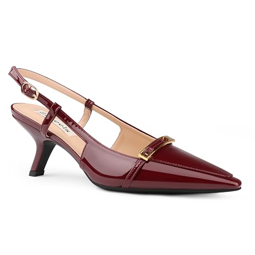 Zzheels Women's Slingback Kitten Heels Closed Pointed Toe Dressy Pumps Shoes Wedding Party Shoes