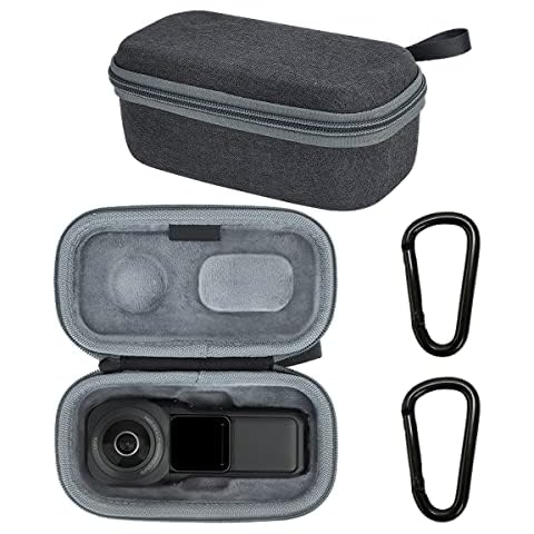 Camera Case for Insta360 ONE RS 1-Inch 360 Edition Panoramic Camera, Portable Carrying Bag Storage Bag with Two Hooks (Single Camera), dark grey, Camera case Cover