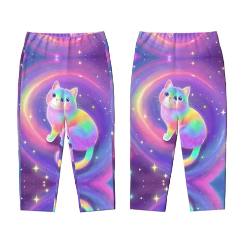 Pajama Pants Pajama Bottoms with Elastic Waistband Sleepwear Lounge PantsStarry Sky Colorful Cat3
