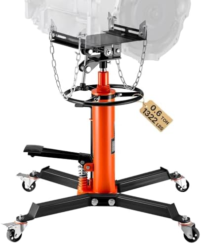 VEVOR Transmission Jack, 1322 LBS Hydraulic Telescoping Transmission Jack, 32"-67" High Lift Transmission Jack Stand with Foot Pedal, 360° Swivel Wheel