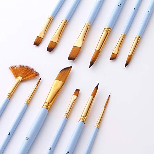 Conjunto de pincéis para aquarela, acrílico, conjunto com 12