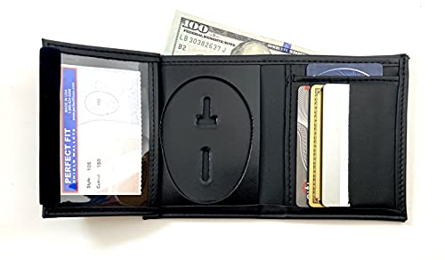 Étui badge Phoenix Police en cuir noir Perfect Fit de haute qualité