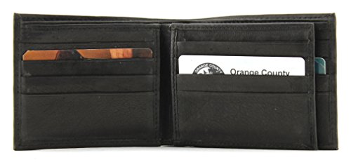 Leather Impressions Bifold Wallet for Men - Clean Stitched Premium Genuine Leather Wallet - Men's Wallet Billfold With Centre Flap ID Window,12 Cards Slots, 2 Side Slots, 2 Cash & 1 Zip Slot (Black)2