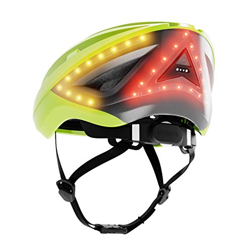 Lumos Kickstart Smart Bike Helmet (Electric Lime) | Front and Rear LED Lights | Turn Signals | Brake Lights