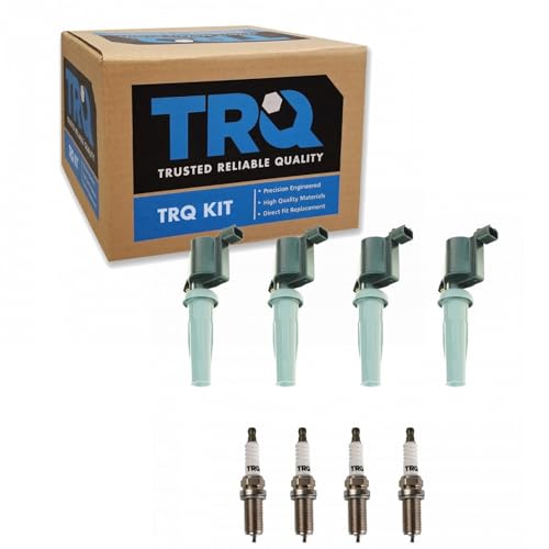 TRQ Ignition Coil and Spark Plug Kit 8 Piece Iridium Spark Plugs Compatible with 2009-19 Ford Escape 10-20 Fusion 13-18 C-Max 14-22 Transit Connect 13-20 Lincoln MKZ