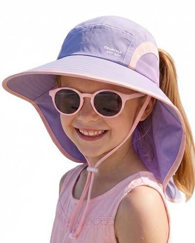 FURTALK Kids Sun Hat with Neck Flap Toddler Beach Bucket UPF 50+ Boys Girls Swim Hat Purple