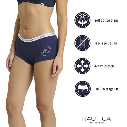 Image of Nautica Women's Cotton Boyshort Underwear Set, 5-Pack