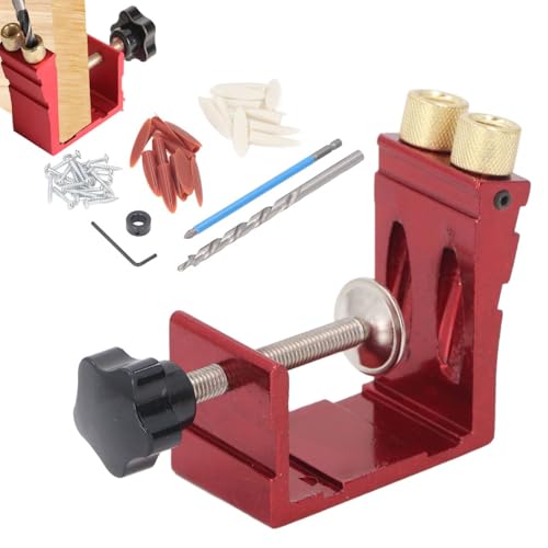 HERCHR Pocket Hole Jig Kit - Adjustable Angle Drill Guide for Woodworking, Portable Screw Jig Set with Screws, Plugs & Wrench - Ideal for DIY Furniture, Cabinets, and Outdoor Grill Station Projects