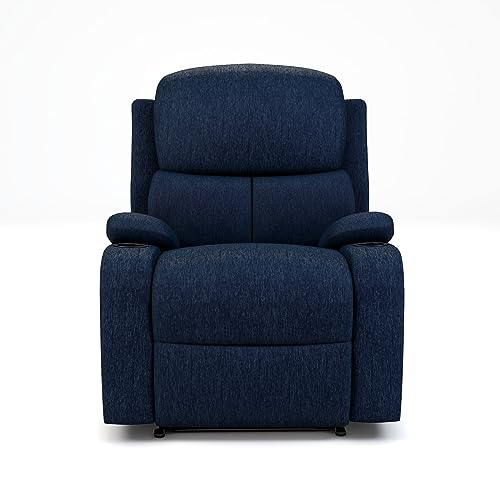 Image of Torque - Simon 1 Seater Fabric Manual Recliner | Recliner Sofa /Chair for Living Room, Bedroom, Office (Blue) | 1 Year Warranty