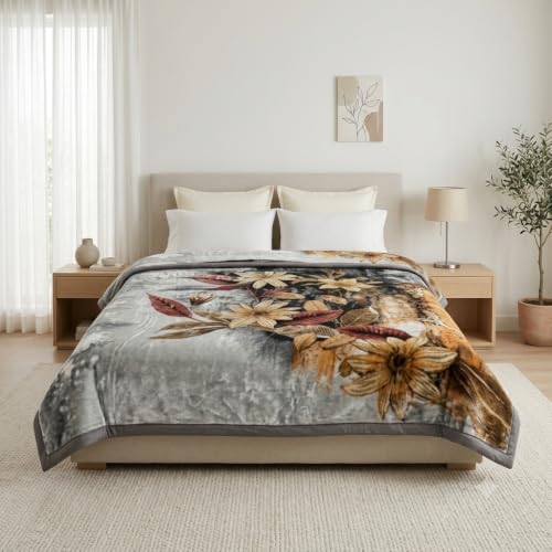 Image of ABRAZO Heavy Winter Blanket 5.5 Kg, 1040 GSM Double Layer Blanket for Double Bed, 220 x 240 cm, Extra Warm Soft & Cozy Winter Blanket, Heavy Winter Comforter Quilt Dohar (Grey)