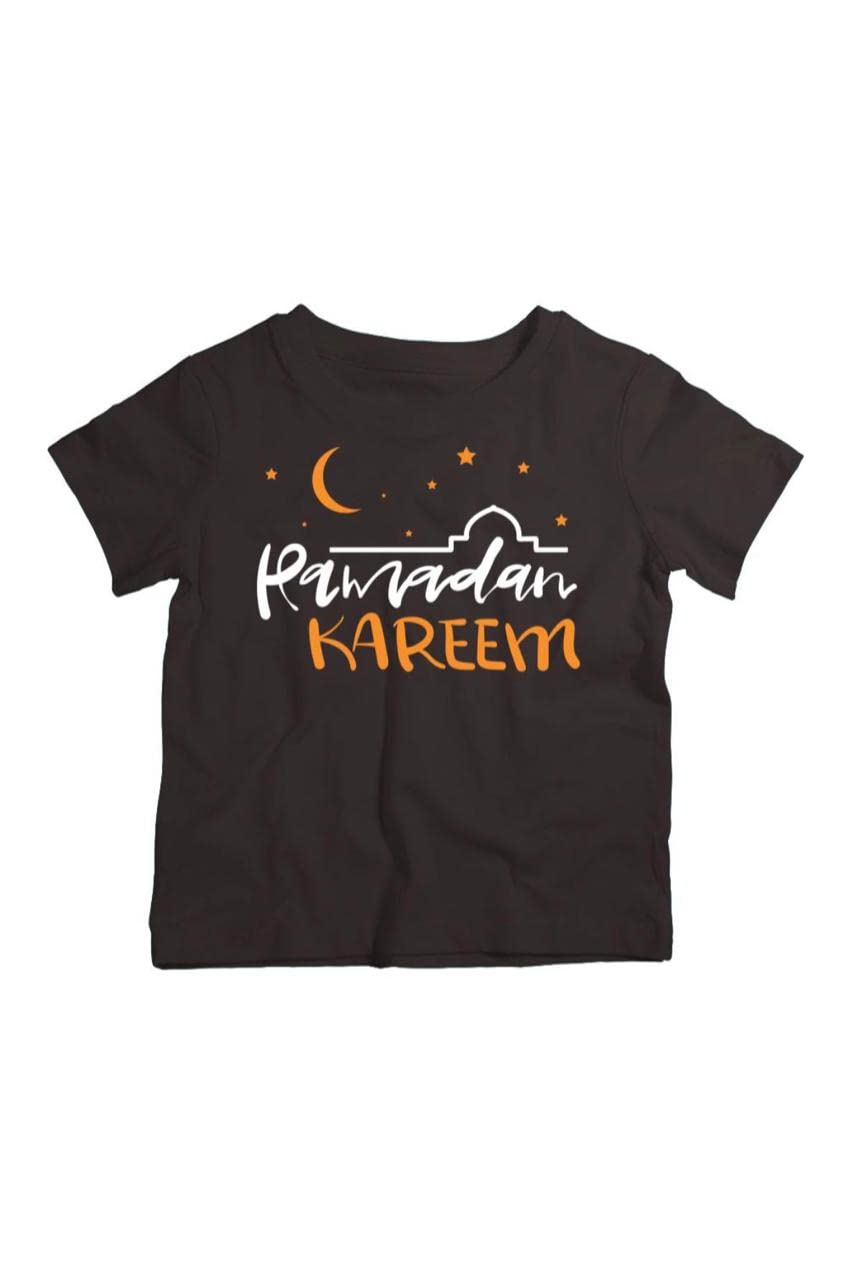 BrainGigglesRamadan Kareem T-shirts – Cotton Tee for Boys & Girls 1-12 years – Short Sleeve Ramadan Tshirt for Kids – Eid Mubarak Outfit – Soft & Breathable Fabric – Ramadan Gifts for Kids
