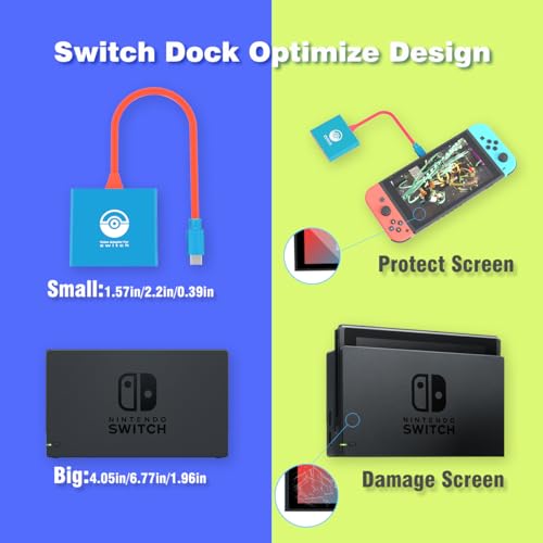 Purbhe Switch Dock For Nintendo Switch,Portable Switch Docking Station Compatible With Nintendo Switch And Switch Oled,Switch Hdmi Adapter 4K/60Hz Switch Tv Dock Small And Fashion Switch Travel Dock thumb #1