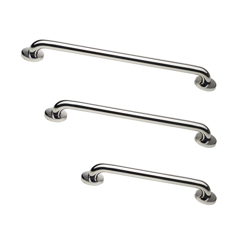 Zestaw chwytaków - zgodność z ADA - polerowany, średnica 3,8 cm - 45 cm, 91 cm, 106 cm - opakowanie 3 szt