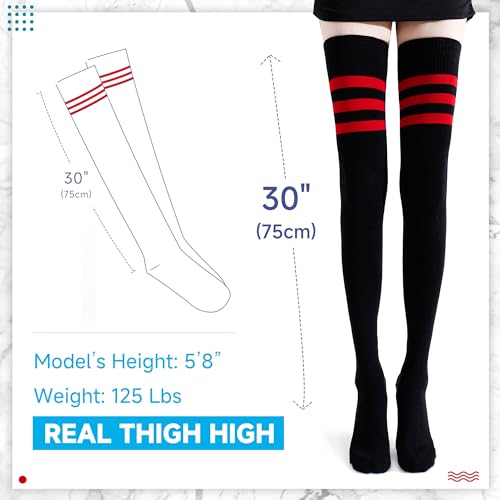 Image of Kayhoma Extra Long Cotton Stripe Thigh High Socks Over the Knee High Plus Size Stockings