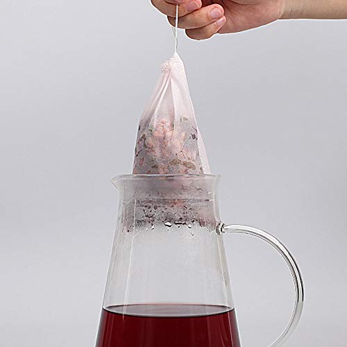 Fenshine 100Pcs Large Tea Bag - Disposable Empty Tea Filter Bags No Mess Mesh Bags with Drawstring for Concentrate/Iced Coffee, Herb, Loose Leaf Tea