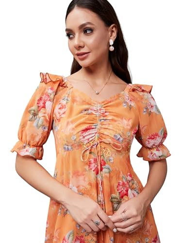 Image of Miss Chase Women's Round Neck Cap Sleeves Lace Knee -Long Skater Dress