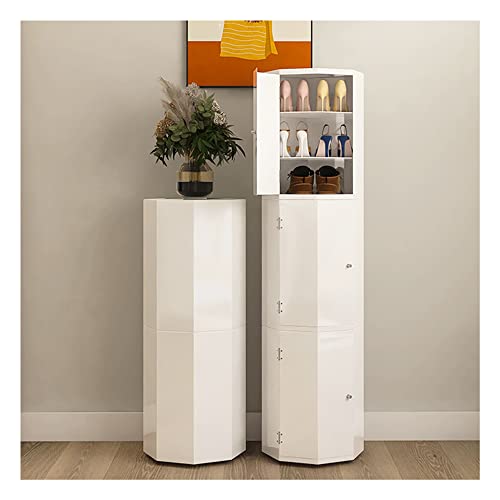 Zapato de metal Lazy Susan Gabinete giratorio en torre de esquina giratorio 306° Almacenamiento redondo vertical Diseño simple y moderno Ideal para la entrada Blanco Disponible en 43 cm 86 cm 127 cm