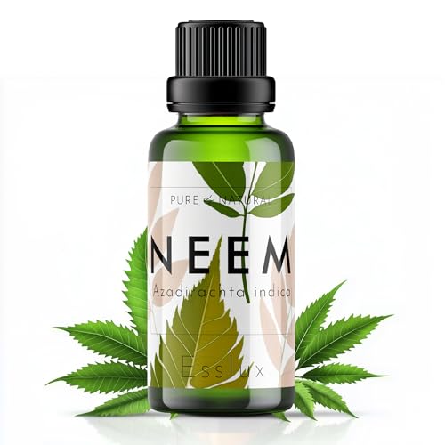 Image of Esslux Neem Essential Oil | 100% Pure Natural Oil for Skin, Hair & Aromatherapy (60ml) | Ideal for DIY & Soap Making | Refreshing, Earthy Scent for Wellness & Skin Care
