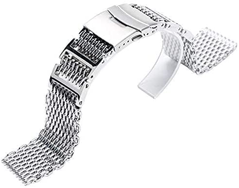 Correas de reloj 20/22/24mm malla plata acero inoxidable correa de reloj pulsera de repuesto hombres cierre plegable con correa de reloj de seguridad