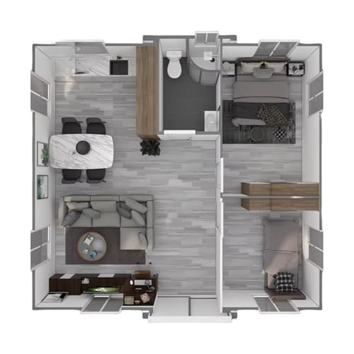 20ft Prefab Tiny Home for Sale 2 Bedroom Mobile Modular Tiny Home with 1 Full Bathroom & Kitchen, Expandable Container House to Live in for Adults Off-Grid Living, Prefabricated Foldable Tiny House - Image 6