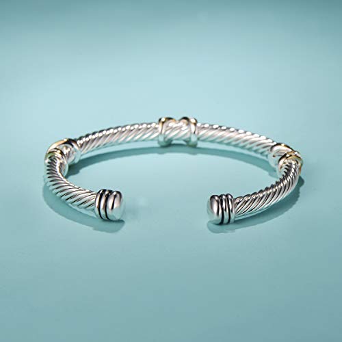 Image of UNY Jewel Bracelet Designer Brand Inspired Women Jewelry 4.5mm Thin Twisted Cable Wire Bangle Gem Stone Christmas Day Gift